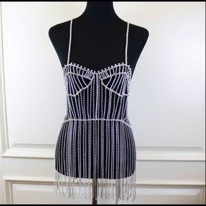 Tassel Rhinestone dress body chain sexy nightclub bikini